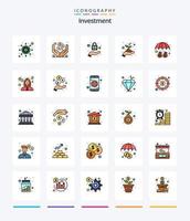 paquete de iconos rellenos de 25 líneas de inversión creativa, como protección. dinero. cerrar con llave. depósito. mano vector