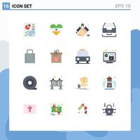 Pictogram Set of 16 Simple Flat Colors of file data agreement box real Editable Pack of Creative Vector Design Elements