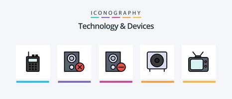 Devices Line Filled 5 Icon Pack Including subwoofer. electronics. automation. devices. globe. Creative Icons Design vector