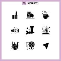 Editable Vector Line Pack of 9 Simple Solid Glyphs of screws diy coffee screw noise Editable Vector Design Elements