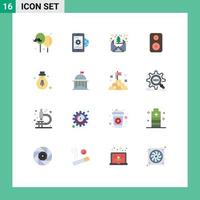 Modern Set of 16 Flat Colors Pictograph of light laud setting woofer shapes Editable Pack of Creative Vector Design Elements