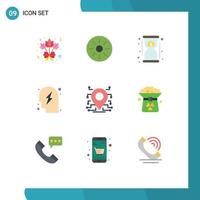 9 Thematic Vector Flat Colors and Editable Symbols of secure location hourglass power planning Editable Vector Design Elements