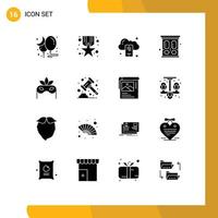 16 Universal Solid Glyphs Set for Web and Mobile Applications mask clothes backup wardrobe household Editable Vector Design Elements