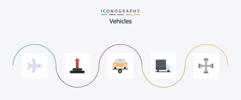 Paquete de 5 iconos planos de vehículos que incluye llave. configuración. estrella. actuación. camioneta vector