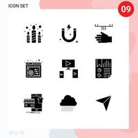 9 User Interface Solid Glyph Pack of modern Signs and Symbols of design computer bathroom settings web control Editable Vector Design Elements