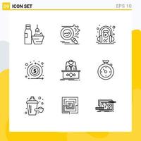 9 Universal Outline Signs Symbols of return flow secure cash learning Editable Vector Design Elements