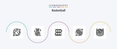 paquete de iconos de la línea 5 de baloncesto que incluye canasta. deporte. posición. baloncesto. deporte vector