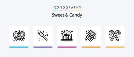 Sweet And Candy Line 5 Icon Pack Including dessert. marshmallow. food. candy. sweets. Creative Icons Design vector