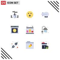 Group of 9 Flat Colors Signs and Symbols for sound level zeppelin control website Editable Vector Design Elements