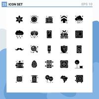 25 Thematic Vector Solid Glyphs and Editable Symbols of news direction live up arrow Editable Vector Design Elements