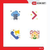 Set of 4 Vector Flat Icons on Grid for cloud marketing arrow announcement garden Editable Vector Design Elements