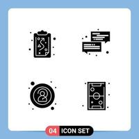 Solid Glyph Pack of 4 Universal Symbols of clipboard anonymity tactics dialogue unknown Editable Vector Design Elements