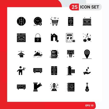 paquete de iconos de vector de stock de 25 signos y símbolos de línea para la ubicación de la cuenta aplicación de aplicación móvil de Internet elementos de diseño de vector editables