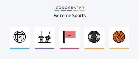 paquete de 5 iconos llenos de línea deportiva que incluye . Grillo. peso. mancuernas diseño de iconos creativos vector