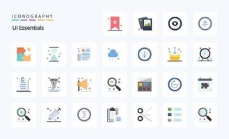 25 Ui Essentials Flat color icon pack vector