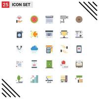 25 iconos creativos, signos y símbolos modernos del dispositivo de vigilancia, usuario, cámara, estudio, elementos de diseño vectorial editables vector