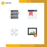 paquete de iconos planos de 4 símbolos universales de la base de datos sitio web de marcadores de invierno eliminar elementos de diseño vectorial editables vector