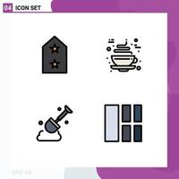 Set of 4 Modern UI Icons Symbols Signs for army shovel metal cup collage Editable Vector Design Elements