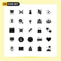 Pictogram Set of 25 Simple Solid Glyphs of puzzle design horoscope catalog girl Editable Vector Design Elements