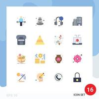 Group of 16 Modern Flat Colors Set for contact call services city builing Editable Pack of Creative Vector Design Elements