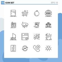 Universal Icon Symbols Group of 16 Modern Outlines of printer seo starfish search engine Editable Vector Design Elements