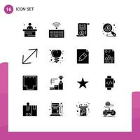 Modern Set of 16 Solid Glyphs and symbols such as corner seo file search money Editable Vector Design Elements