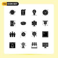 Set of 16 Modern UI Icons Symbols Signs for business radioactive rule nuclear fintech Editable Vector Design Elements