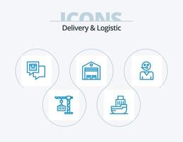 Delivery And Logistic Blue Icon Pack 5 Icon Design. shipping. delivery. shipping. shipping. feedback vector