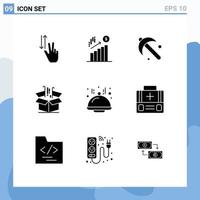 9 Solid Glyph concept for Websites Mobile and Apps marketing finance dollar business tool Editable Vector Design Elements