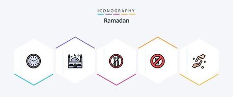 Ramadan 25 FilledLine icon pack including faith. ramadan. ramadan. no water. fasting vector