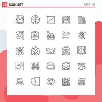 Set of 25 Modern UI Icons Symbols Signs for headoffice office tool building world Editable Vector Design Elements