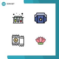 Set of 4 Modern UI Icons Symbols Signs for medical lover tub ticket flower Editable Vector Design Elements