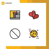 Universal Icon Symbols Group of 4 Modern Filledline Flat Colors of construction stop tool love moon Editable Vector Design Elements