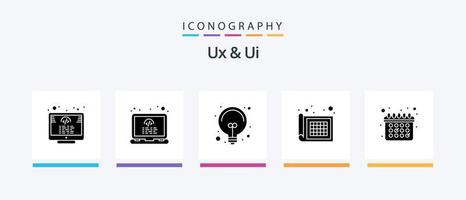 paquete de iconos ux y ui glyph 5 que incluye . calendario. idea. cita. diseño web. diseño de iconos creativos vector