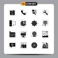 Pack of 16 creative Solid Glyphs of column tools ring plumbing reading Editable Vector Design Elements