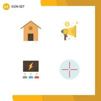 Set of 4 Vector Flat Icons on Grid for home idea advertising trade team Editable Vector Design Elements