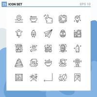 Modern Set of 25 Lines Pictograph of internet of things bulb gesture printing monitor Editable Vector Design Elements