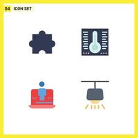 Group of 4 Modern Flat Icons Set for add on technology mercury computer chandelier Editable Vector Design Elements