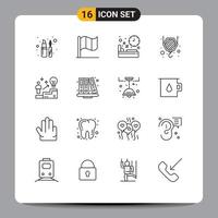 16 User Interface Outline Pack of modern Signs and Symbols of user ladder diet hook construction Editable Vector Design Elements