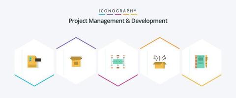 Project Management And Development 25 Flat icon pack including launch. release. product. planning. business vector