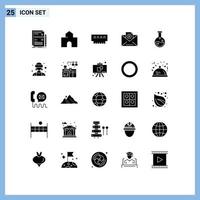 Group of 25 Solid Glyphs Signs and Symbols for vide email landmark memory gadget Editable Vector Design Elements