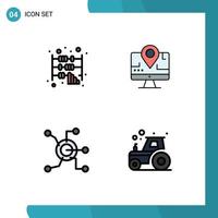 4 Creative Icons Modern Signs and Symbols of abacus network office location circle Editable Vector Design Elements