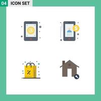 4 User Interface Flat Icon Pack of modern Signs and Symbols of app discount mail accounting purchases Editable Vector Design Elements