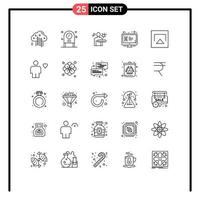 25 User Interface Line Pack of modern Signs and Symbols of air monitor virus lcd display Editable Vector Design Elements