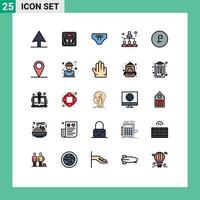 Mobile Interface Filled line Flat Color Set of 25 Pictograms of ruble currency clothing coin share Editable Vector Design Elements
