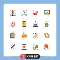 16 Creative Icons Modern Signs and Symbols of safety photo love image breakfast Editable Pack of Creative Vector Design Elements