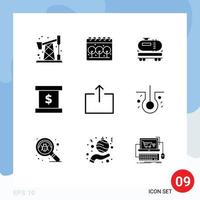 User Interface Pack of 9 Basic Solid Glyphs of hair biology send oil output presentation Editable Vector Design Elements