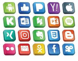 20 Social Media Icon Pack Including gmail blogger houzz css instagram vector