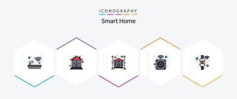 Smart Home 25 FilledLine icon pack including power. home. network. electronic. network vector