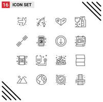 Set of 16 Vector Outlines on Grid for linked connection videogame chain party Editable Vector Design Elements